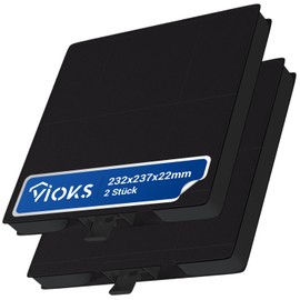 VIOKS Pack of 2 Activated Carbon Filters Cooker Hood 232 x 237 x 22 mm Replacement for Bosch DHZ5326 11026769 00705431 LZ53251 Z5101X1 - Carbon Filter for Cooker Hoods Bosch Neff Constructa