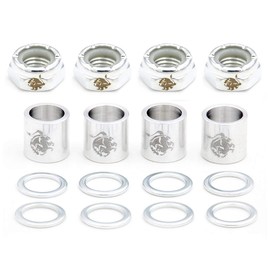 Precision Truck Hardware Kit for Skateboard & Longboards 4 Precision Spacers 4 Axle Nuts and 8 Speed Rings Speed Repair Set Accessories Parts (Silver)