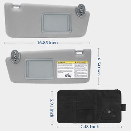 Car Sun Visor Replacement for Toyota Tacoma Grey,fit for Driver & Passenger Side Tacoma Sun Visor 2005-2015 with Storage Bag Replace# 74320-04180-B1 74320-04181-B1 74320-04180-B0 (2 PCS)