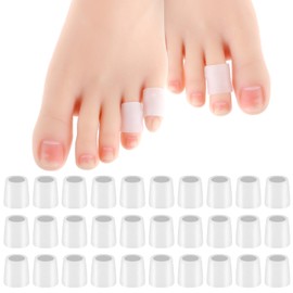 Sibba Silicone Toe Sleeves 30Pcs - Pinky Protector Gel Tubes, Corn Pads, Reusable Caps, Cushion Soft Calluses Protectors, Remover Finger Covers for Corns, Hammer Friction