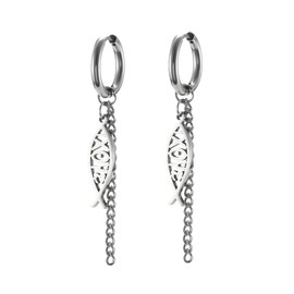 Ichthus Fish Dangle Earrings Ichthus Cross Earrings Christian Jesus Fish Earrings Religious Jewelry Christian Symbols Accessories Gift for Women (Jesus Fish silver)