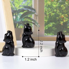 QLRSUXN Obsidian Howling Wolf Crystal Figurines, 2.2 Inch Black Wolf Totem Spirit Animal Statue Decor for Home Office Desk Altar, Hand Carved Natural Healing Crystal Sculpture Gifts for Women Men