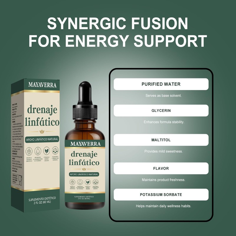 Mayaverra Lymphatic Support Drops, Drenaje Linfático Herbal Liquid Extract with