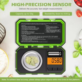 KeeKit High Precision Green Digital Jewelry Scale Pocket Size 50G Tare Function