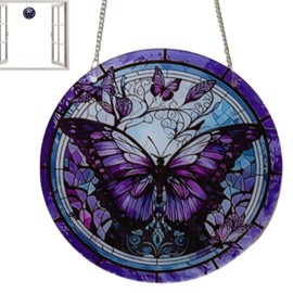 Acrylic Sun Catcher Wall Decor,Colorful Life Tree/Dragonfly/Butterfly Pendant - Stained Glass Window Hangings, Garden s for Home Garden Wall Window Decor