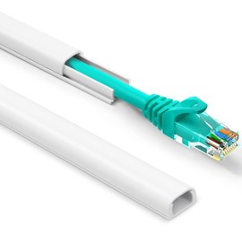 One Cord Cover Wall 153in(9X L17in), Mini Wire Hider, Self-Adhesive Wire Cover for Hiding Speaker Wire, Baby Monitor Cord - Paintable Wire Channel for Cable Concealer, W0.5in H0.3in, CMR05 White