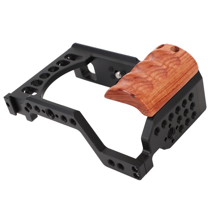 Camera Cage with Wooden Handle for Alpha A7C ILCE 7C