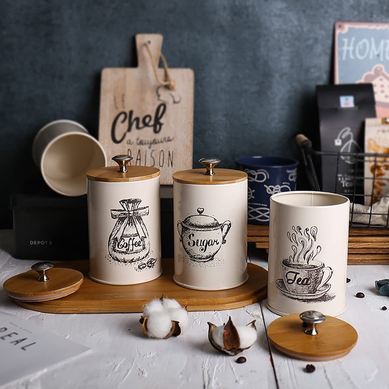Kitchen Containers Set of 3 for the Coffee Bar -Metal