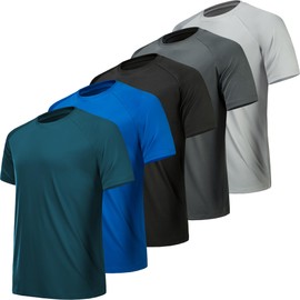 MLYENX 5/7 Pack Workout Shirts for Men Quick Dry Moisture Wicking Mens Gym Shirts Athletic T-Shirts