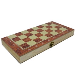 Shine 3 IN 1 Natural Wooden Folding Chess/Checkers/Backgammon Game with Staunton Pieces