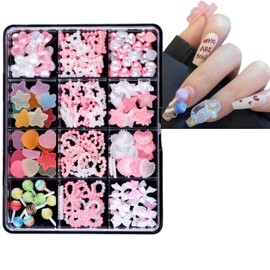 3D Nail Charms,Lollipop Bow Cute Nail Art Charms,Multicolor Mix Shapes Nail Bows for Nail Art Accessories,Charms for Nails Jewelry Diy Crafts,Nail Accessories for Nail Art for Girls Women(Lollipop, 1)