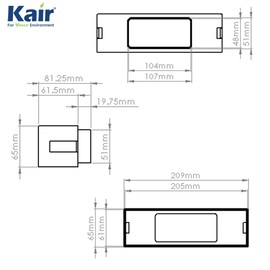 Kair Ducting Adaptor Reducer 204mm x 60mm to 110mm x 54mm