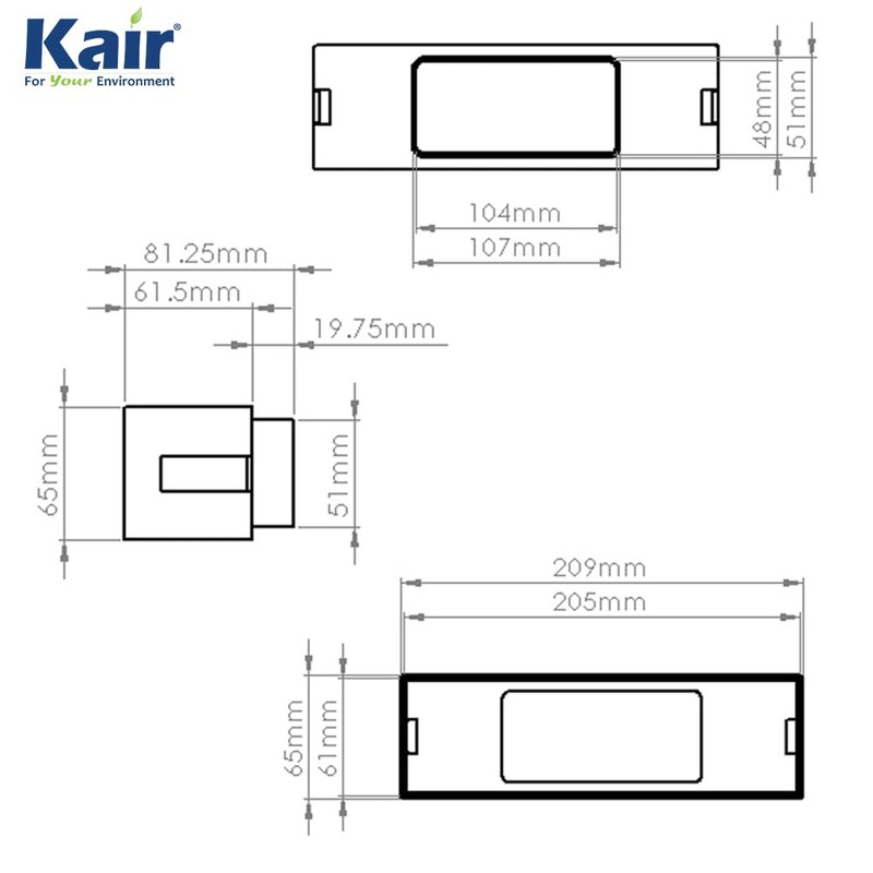 Kair Ducting Adaptor Reducer 204mm x 60mm to 110mm x