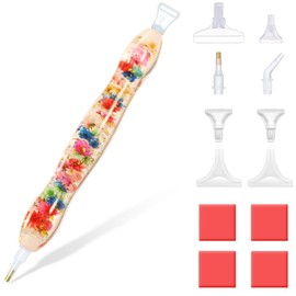 RECORDARME Diamond Painting Pen, Diamond Art Tools Accessories Pen,Ergonomic Diamond Art Drill Pen with Wax and Tips (Colorful Flower)