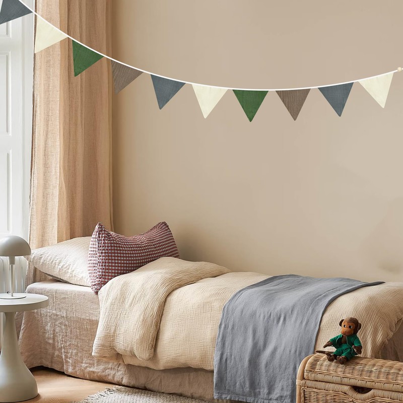 2 Sets of Green Brown Grey Pennant Banner 24Pcs Flags