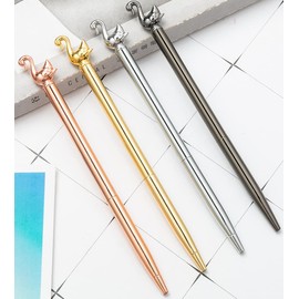 Gullor 4 Pieces Retractable Ballpoint Pen, Swan Shape, Metal Barrel Writing Pens Medium Point, Black Ink, Mix Color