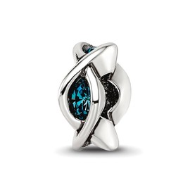 JewelryWeb 6.36mm 925 Sterling Silver Twisted Polished Marquise Reflections Crystal Marquis Twist Bead-Bead Charm Pendant Necklace for Women