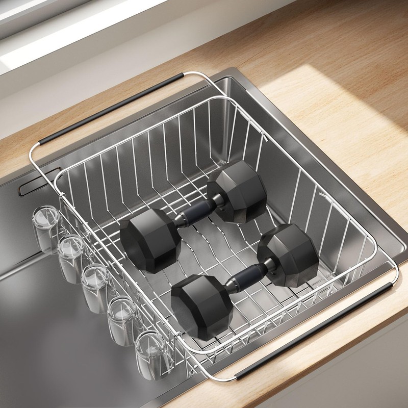 Fanbsy Dish Drying Rack in Sink, Extendable Stainless Steel Dish