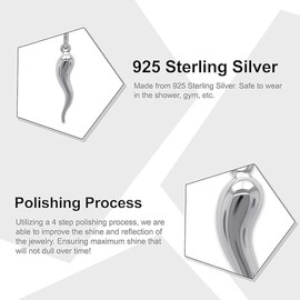 Italian Horn Charm Pendant - Gold Plated / 925 Sterling Silver - Dangle Charm - Cornicello Pendant - Good Luck, Large, Sterling Silver, No Gemstone