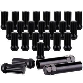 ECCPP Set of 24 Black Spline Chrome Wheel Lug Nuts + 2 Keys 3/4" for Ford