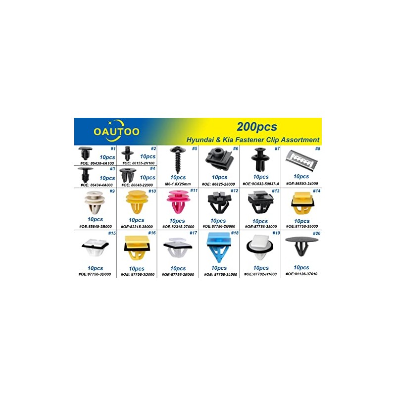 OAUTOO 200pcs for Hyundai & Kia Body Interior and Exterior