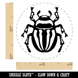 Round Striped Potato Beetle Bug Insect Self-Inking Rubber Stamp Ink Stamper for Stamping Crafting Planners - 1/2 Inch Mini - Blue Ink