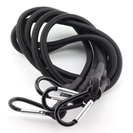 2pcs 60x1/3 Inch Bungee Cord with Hook Heavy Duty Straps 2 Climbing Hooks Strong Elastic Rope Shock Cord Tie Down Set Black