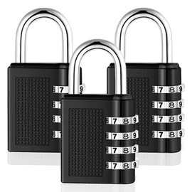 Candado de Combinación (3pcs), Cerradura de Combinación de 4 Dígitos, Fuerte y Resistente Cerraduras Reajustables, Adecuado para Taquillas Escolares, Gimnasio, Armario, Trastero (Negro)