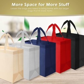 Reginary 100 PCS Reusable Totes Bag Bulk, Non Woven Grocery Handle Bag Portable Bag for Shop Events Retail Store(Multicolor)