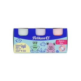 Pintura Para Dedos en Color Pastel Pelikan. iIcluye 6 Frascos con Colores Pastel Diferentes.
