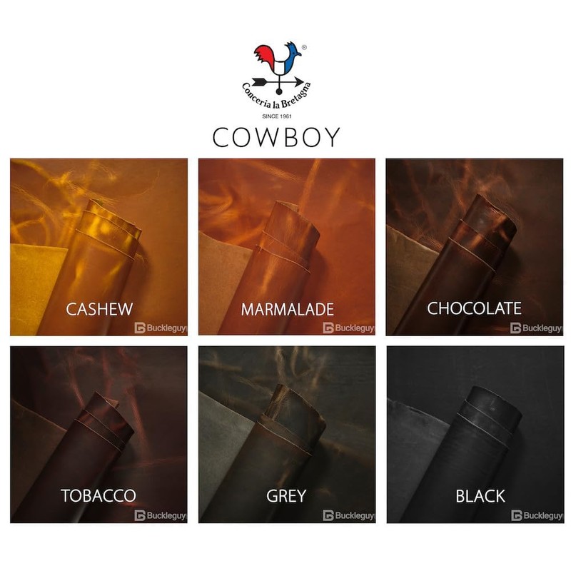 Buckleguy.com La Bretagna Leather, Cowboy, Panel, Marmalade