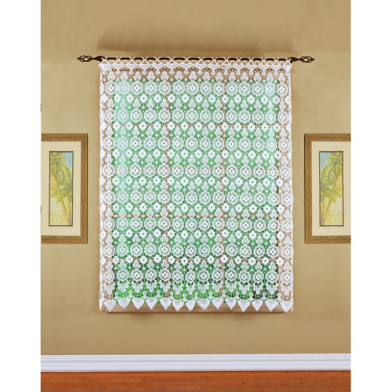 Today's Curtain Medallion Macramé Panel 63",White,48W x 63L