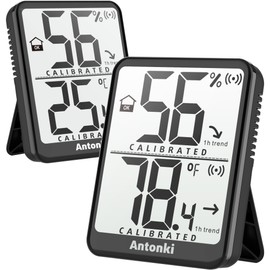 Antonki 2 Pack Room Thermometer Small Hygrometer Indoor, Home Humidity Gauge, Digital Temperature and Humidity Monitor, Humidity Sensor Meter for Bedroom, Baby Room, Reptile, Plants