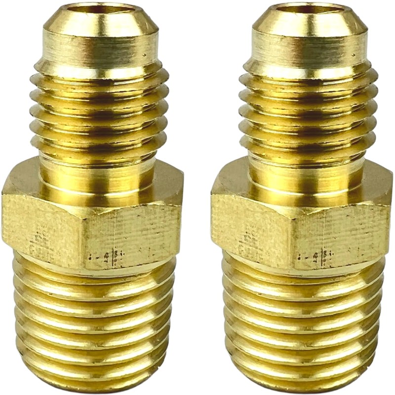 2PCS 1/4" Flare x 1/4" NPT Male Brass Couples Tube