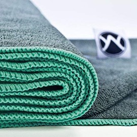 Youphoria 24-Inch-by-72-Inch Microfiber Yoga Towel, Gray Towel/Mint Green Stitching