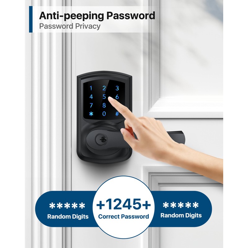 HIDALIFE Keyless Entry Door Lock, Keypad Door Lock with Handle,