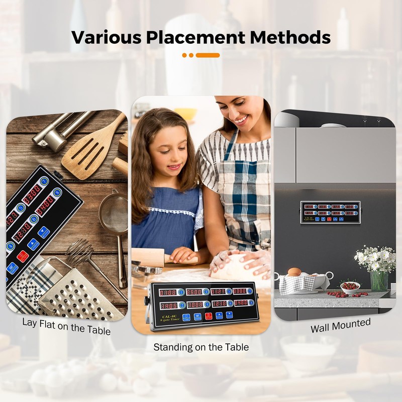 BEAMNOVA 8-Channel Digital Kitchen Timer Commercial Cooking Fryer Reminder Loud