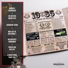 DUOMIO Folding Birthday Card Beautiful Window Fold Birthday Card (20 x 20 cm) Including Matching Envelope | Birthday Card Woman & Birthday Card Man | 300 g/m² (‎40th Birthday)