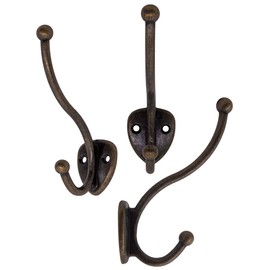 Fuxxer® 3 x Solid Coat Hooks Towel Hooks Metal Hooks Bronze Pack of 3