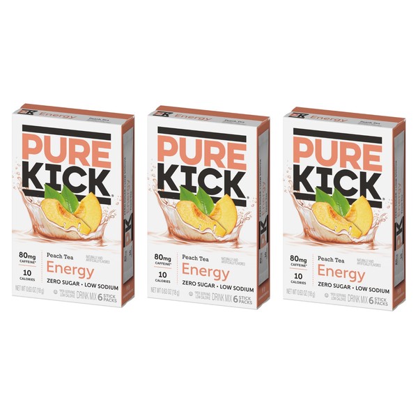 Pure Kick Peach Tea - Pack of 3 - Powdered