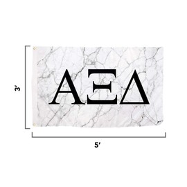 Alpha Xi Delta Sorority Letter Flag Banner 3 feet x 5 feet Sign Decor Alpha zee - Light Marble