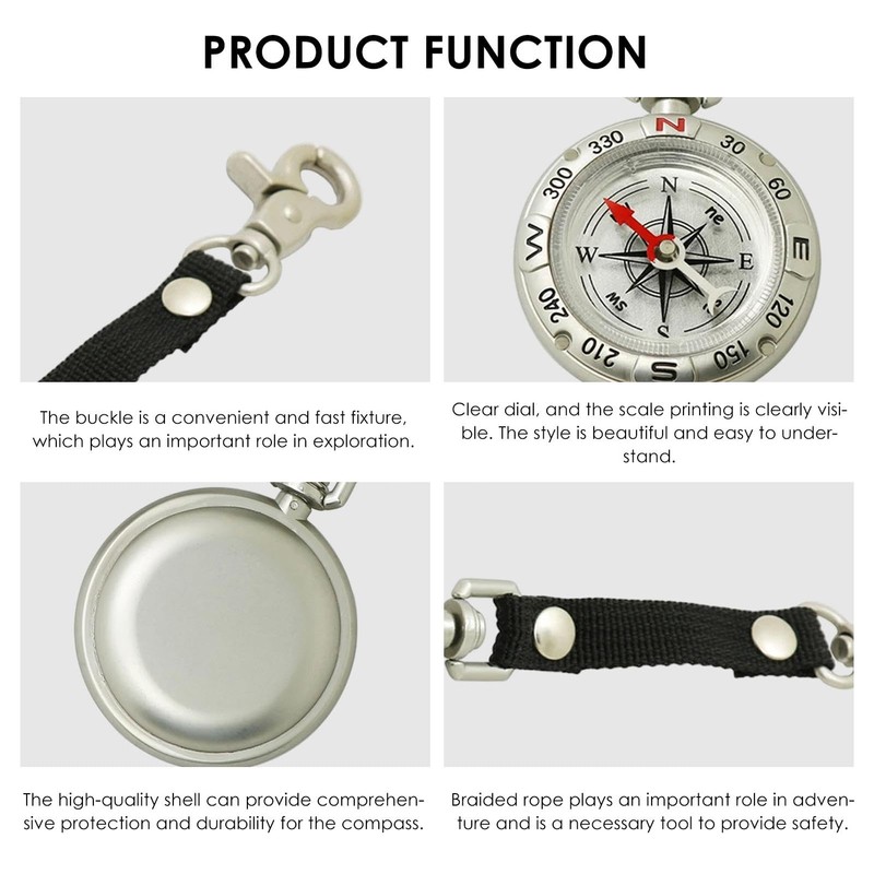 Compass Keychain | Portable Hiking Compass | Hiking Survival Small