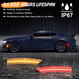 Aexploer 4PCS LED Side Marker Lights Compatible with Mustang S650 2024-Up,Front Rear Side Markers Lamps Lights Assembly(Clear Lens)