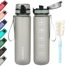 Gobravio Water Bottle 1l, Drinking Bottle BPA Free, Sports Bottle Leakproof Dishwasher Safe Water Bottle for Teenager, Adult, Sports, Hiking, Gym, Outdoor, School & Office