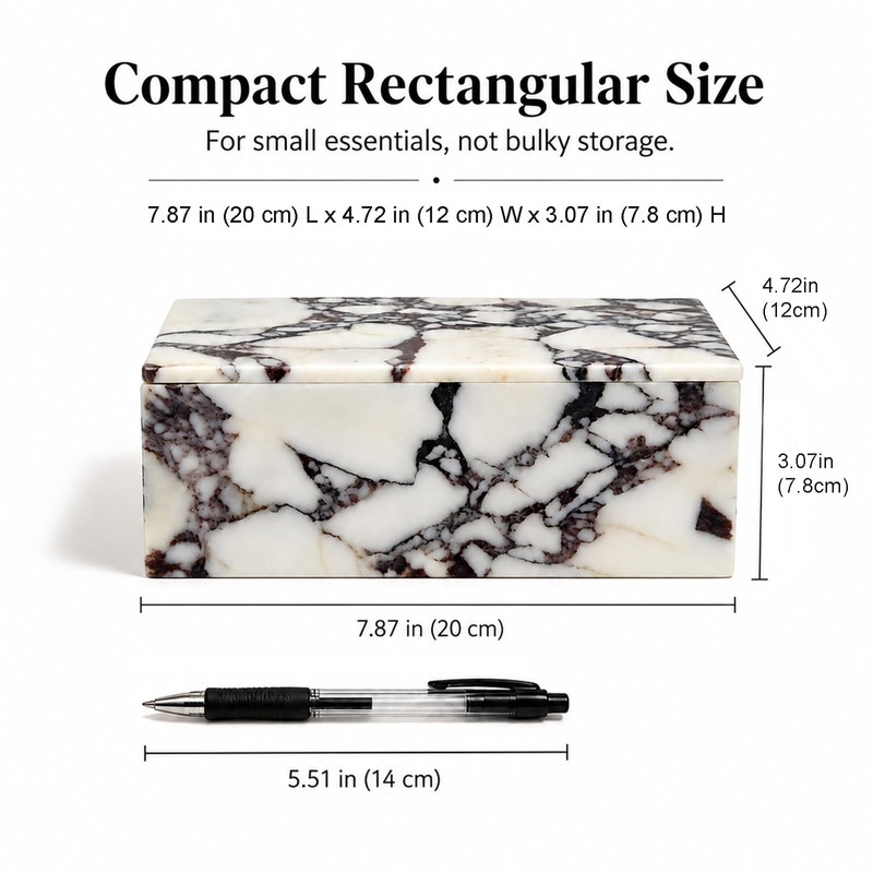 Artisanal Abode Natura Marble Rectangle Jewelry Box with Lid, 7.87