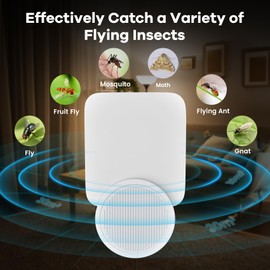 FTOTL Indoor Plug-in Fly Trap, 2 Pack with 6 Refill Cartridges, for Fruit Flies, Gnats, Moths, Mosquitoes (2)