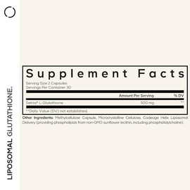 Codeage Suplemento de glutatión liposomal – Piel pura reducida de Setria L glutatión – Píldoras de polvo de glutatión nano encapsulado – Fosfolípidos 