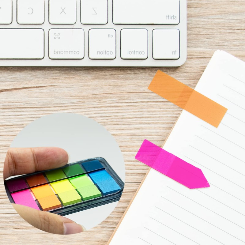 400pcs Neon Index Tabs, 5 Bright Colors Translucent Index Flags