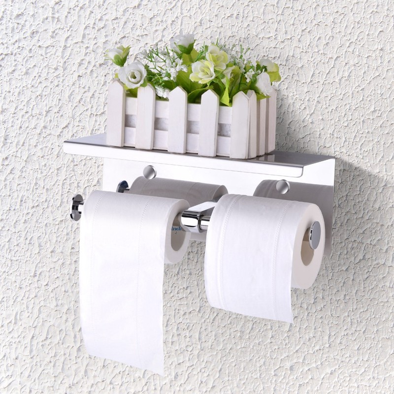 Wall Mounted SUS 304 Stainless Steel Double Roll Toilet Paper