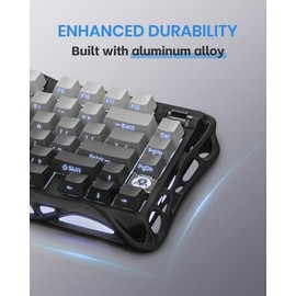 GravaStar Mercury K1 75% Wireless Mechanical Gaming Keyboard, Aluminum Alloy Exoskeleton Design, Gasket Compact Custom Keyboard Hot-Swap Socket, Linear Switches, with RGB Backlit & Frame